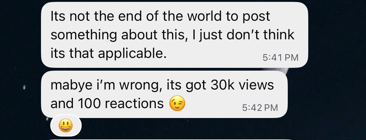 Client appreciation message